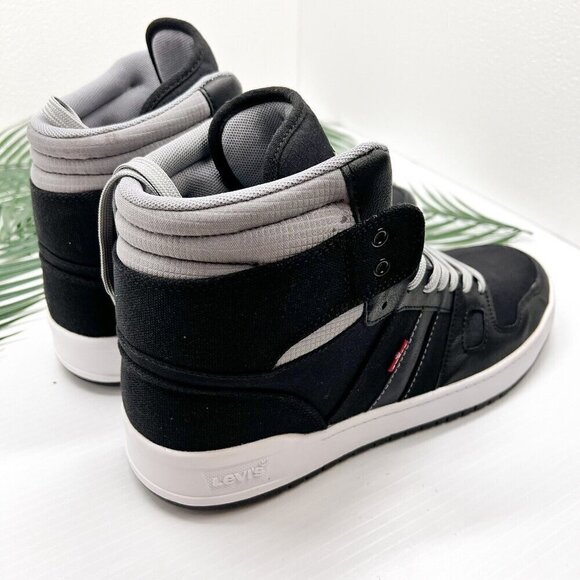 Levi's BB Hi Men's Black/Gray Round Toe Lace Up High-Top Sneakers Size 12M NWB - Picture 7 of 14